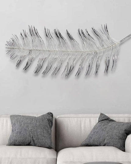 Black And Silver Metal Peacock Feather Wall Decor