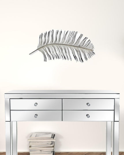 Black And Silver Metal Peacock Feather Wall Decor