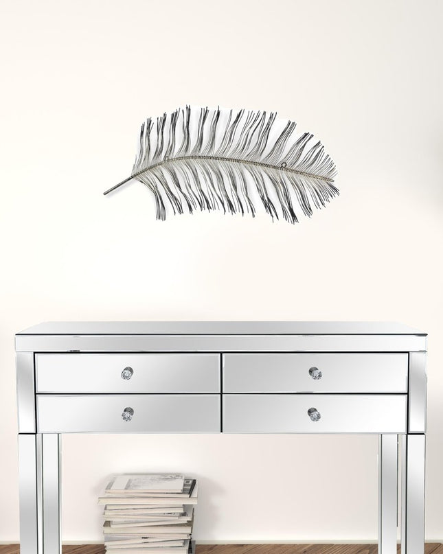 Black And Silver Metal Peacock Feather Wall Decor