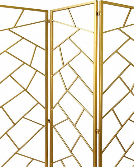 71" Gold IronFolding Three Panel Screen Room Divider