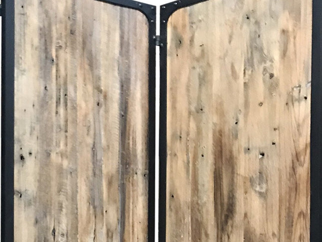 84" Brown Solid Wood Folding Four Panel Screen Room Divider