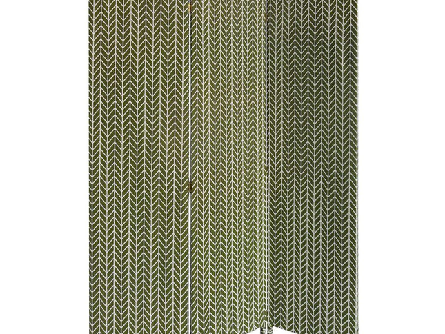 71" Green Fabric Folding Three Panel Screen Room Divider