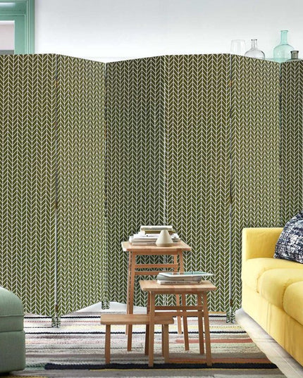 71" Green Fabric Folding Three Panel Screen Room Divider