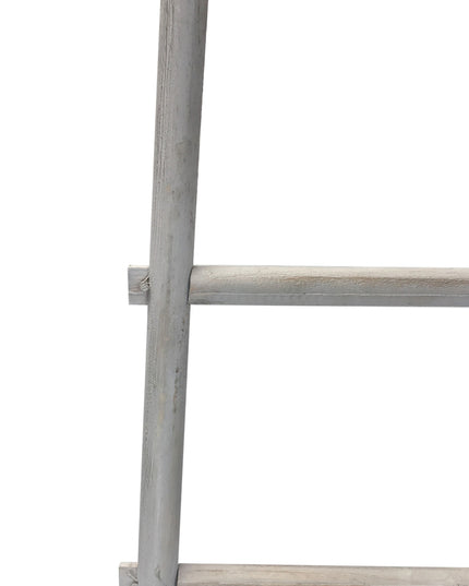 59" Gray Five Step Rustic Weathered Grey Wood Ladder Shelf