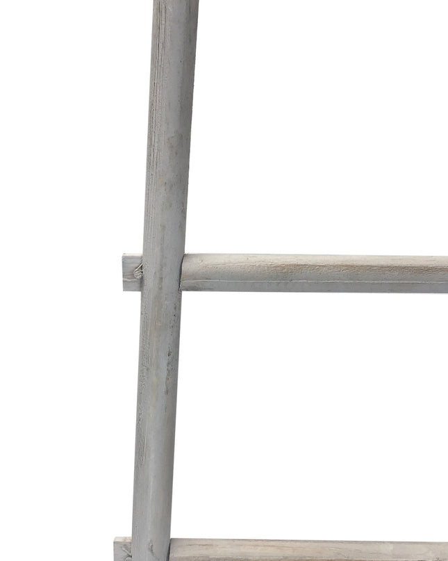 59" Gray Five Step Rustic Weathered Grey Wood Ladder Shelf