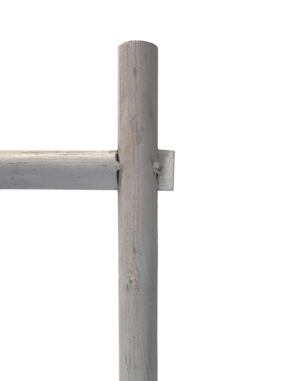 59" Gray Five Step Rustic Weathered Grey Wood Ladder Shelf