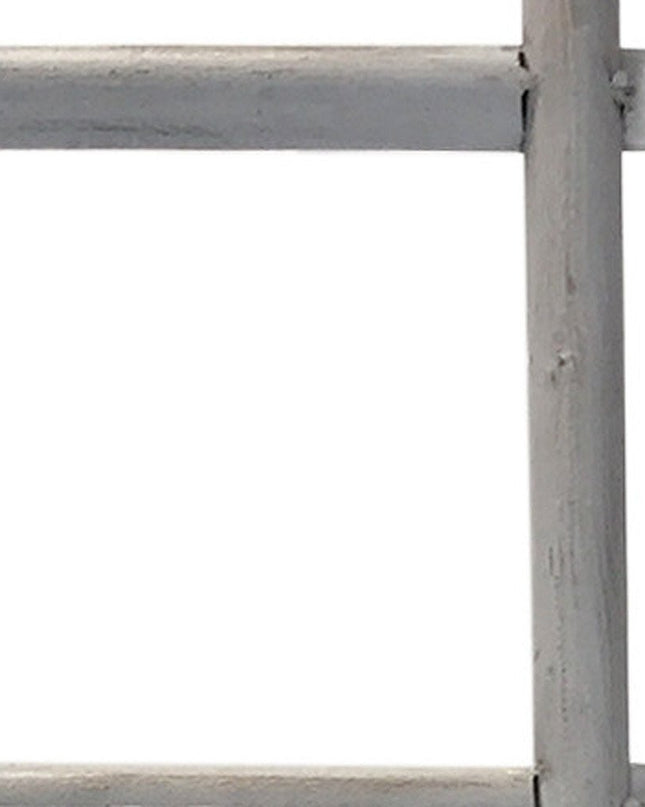 59" Gray Five Step Rustic Weathered Grey Wood Ladder Shelf