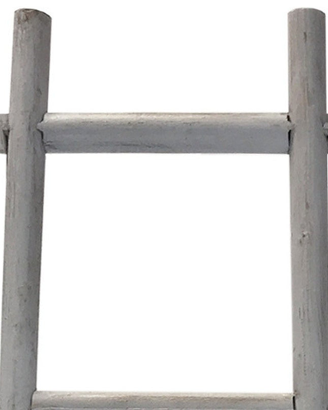 59" Gray Five Step Rustic Weathered Grey Wood Ladder Shelf