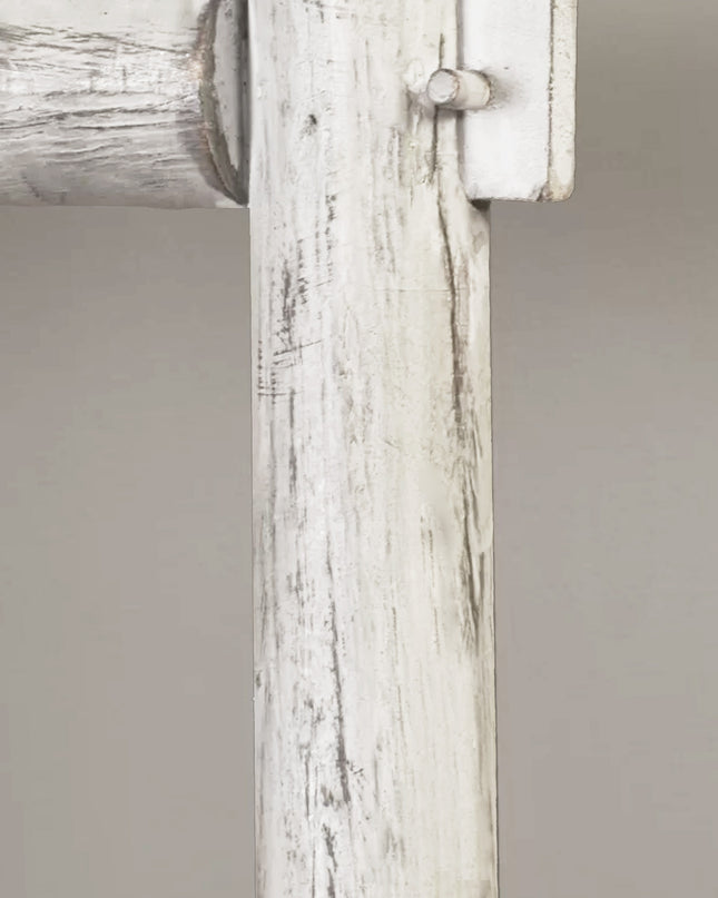 72" White Rustic Six Step Wood Ladder Shelf