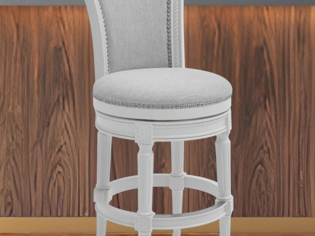 Light Gray and White Solid Wood Swivel Bar Chair