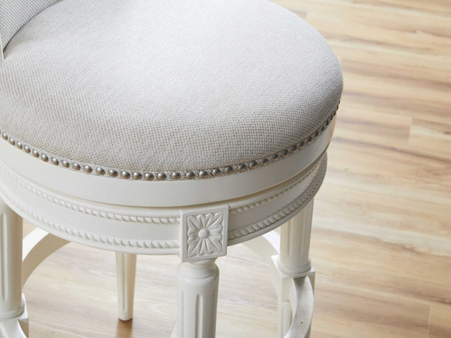 Light Gray and White Solid Wood Swivel Bar Chair