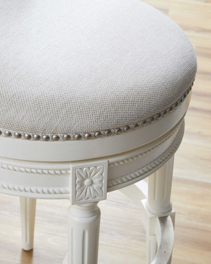 Light Gray and White Solid Wood Swivel Bar Chair