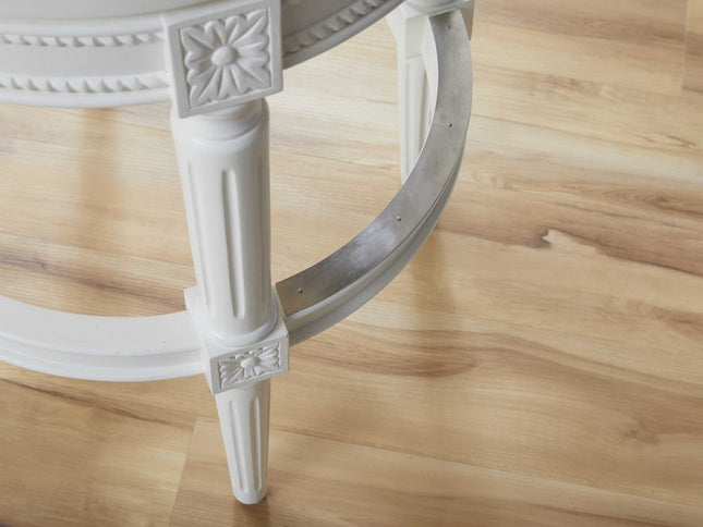 Light Gray and White Solid Wood Swivel Bar Chair