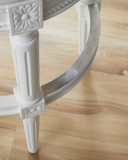 Light Gray and White Solid Wood Swivel Bar Chair