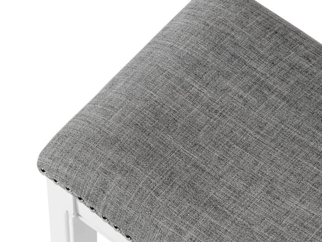 31" Light Gray And White Upholstered And Solid Wood Backless Bar Height Bar Chair