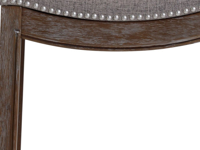 26" Gray and Brown Fabric and Solid Wood Backless Counter Height Bar Chair