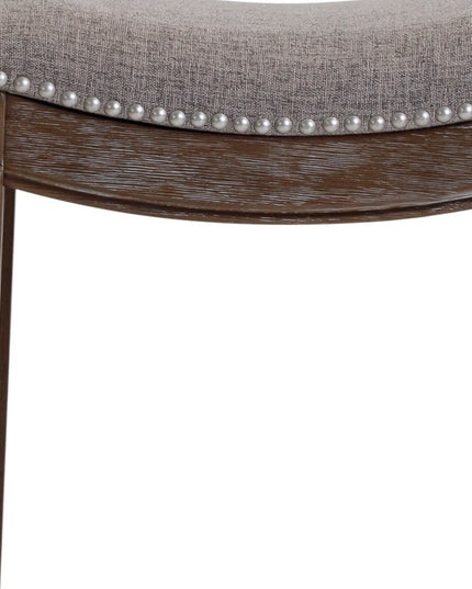 26" Gray and Brown Fabric and Solid Wood Backless Counter Height Bar Chair