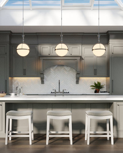 26" Gray and White Solid Wood and Linen Blend Backless Counter Height Bar Chair