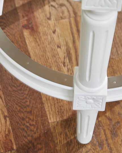 26" White Solid Wood and Fabric Backless Counter Height Swivel Bar Chair