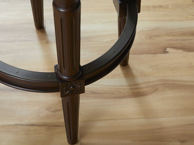 31" Brown Faux Leather and Solid Wood Backless Counter Height Swivel Bar Chair