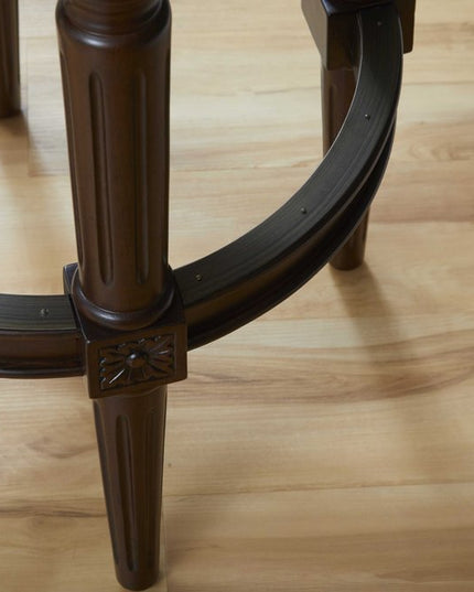 31" Brown Faux Leather and Solid Wood Backless Counter Height Swivel Bar Chair