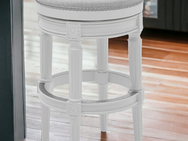 26" Gray Solid Wood Backless Bar Height Swivel Bar Chair