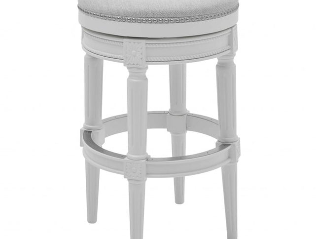 26" Gray Solid Wood Backless Bar Height Swivel Bar Chair