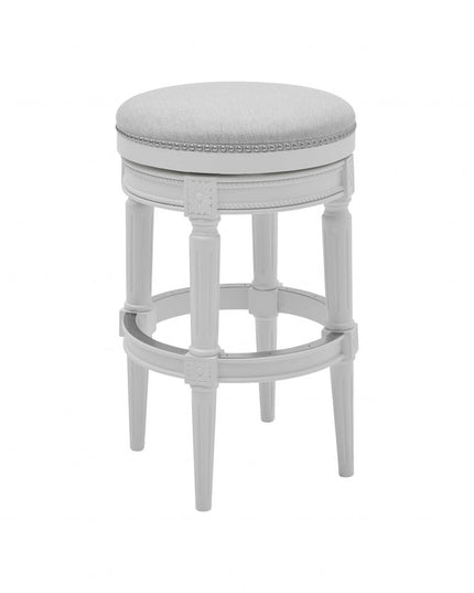 26" Gray Solid Wood Backless Bar Height Swivel Bar Chair