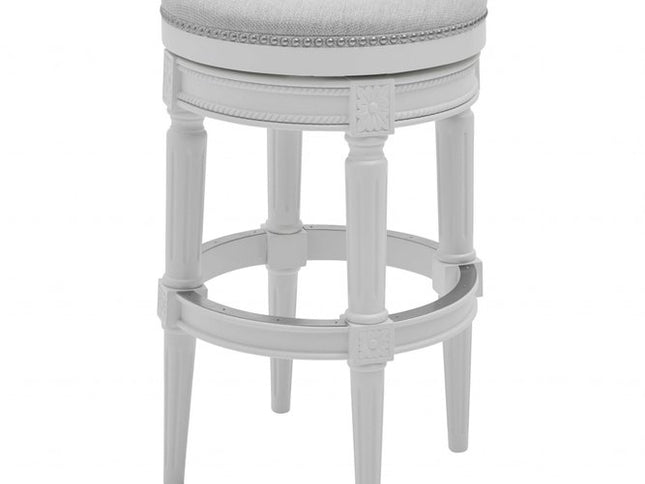 26" Gray Solid Wood Backless Bar Height Swivel Bar Chair