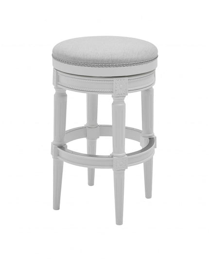 26" Gray Solid Wood Backless Bar Height Swivel Bar Chair