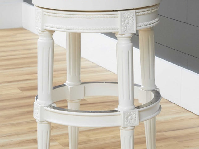 26" Gray Solid Wood Backless Bar Height Swivel Bar Chair