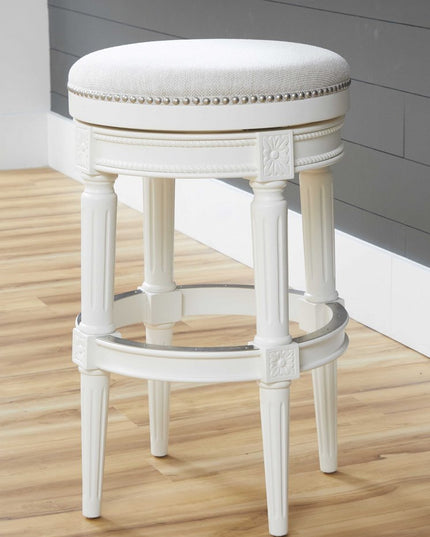 26" Gray Solid Wood Backless Bar Height Swivel Bar Chair