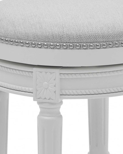 26" Gray Solid Wood Backless Bar Height Swivel Bar Chair