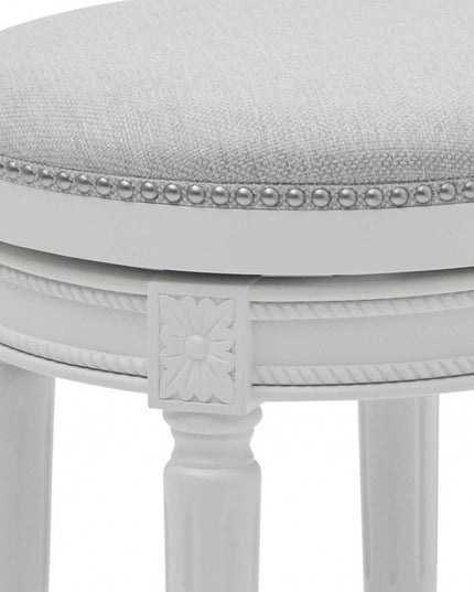 26" Gray Solid Wood Backless Bar Height Swivel Bar Chair