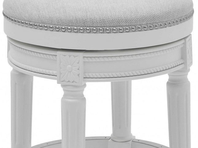 26" Gray Solid Wood Backless Bar Height Swivel Bar Chair