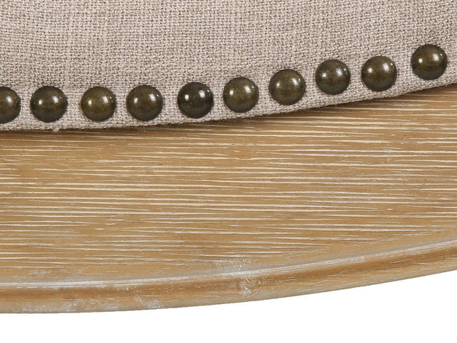 31" Linen and Natural Solid Wood Backless Bar Height Bar Chair