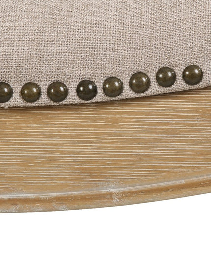 31" Linen and Natural Solid Wood Backless Bar Height Bar Chair