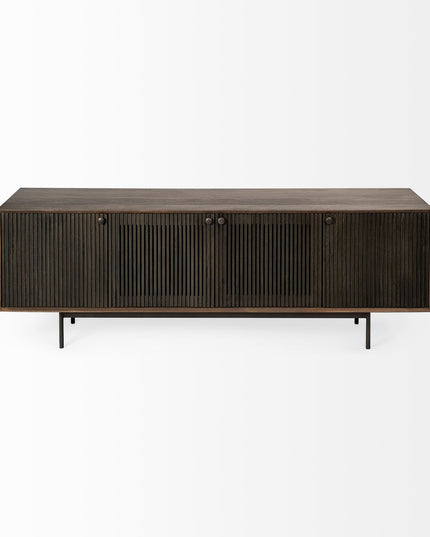 20" Brown Solid Wood Cabinet Enclosed Storage TV Stand