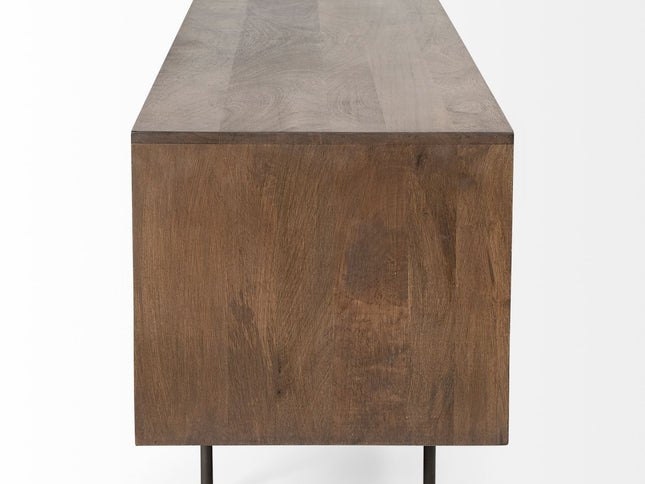 20" Brown Solid Wood Cabinet Enclosed Storage TV Stand