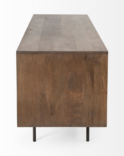 20" Brown Solid Wood Cabinet Enclosed Storage TV Stand