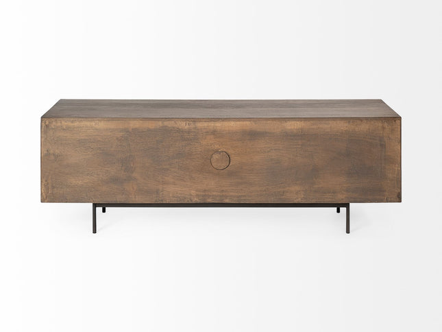 20" Brown Solid Wood Cabinet Enclosed Storage TV Stand