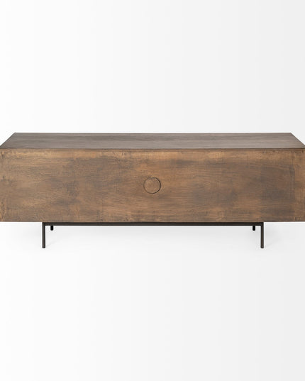 20" Brown Solid Wood Cabinet Enclosed Storage TV Stand