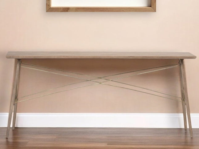 66" Brown Solid Wood Console Table