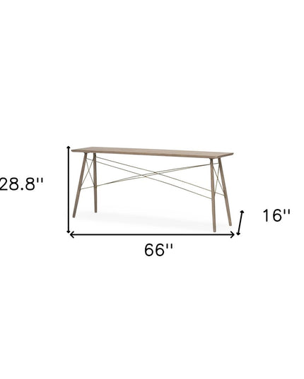 66" Brown Solid Wood Console Table