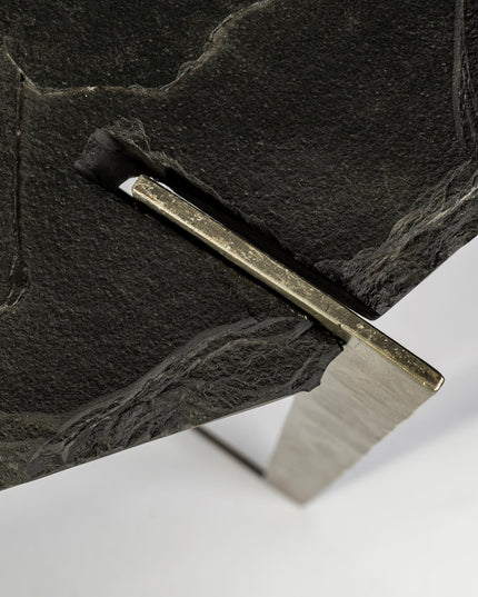 50" Black and Nickel Slate and Iron Distressed Double Pedestal Console Table