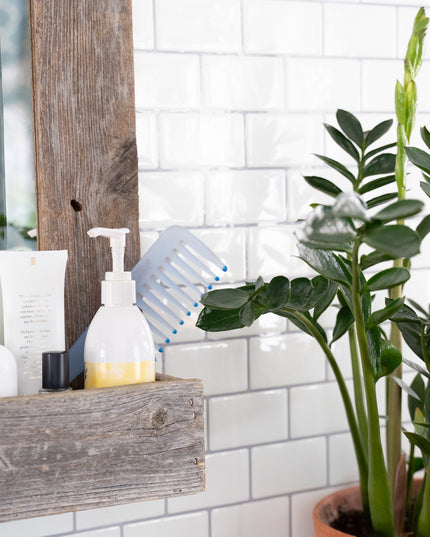 Rustic Weathered Gray Reclaimed Wood Plank Mirror With Shelf