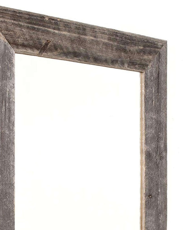 Rustic Weathered Gray Reclaimed Wood Plank Mirror With Shelf