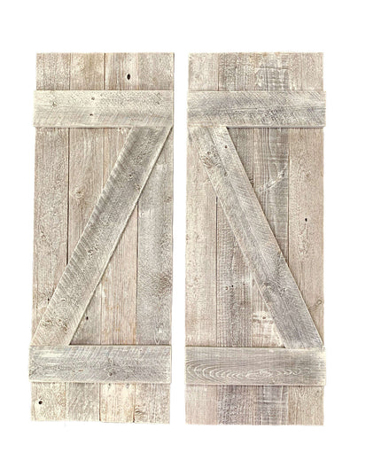 Set Of Two Rustic Weathered Grey Wood Decorative Window Shutters