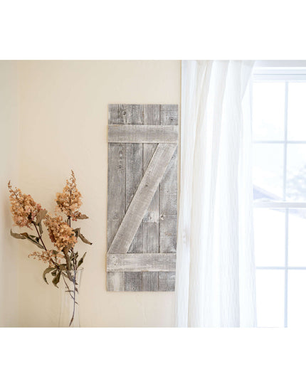 Set Of Two Rustic Weathered Grey Wood Decorative Window Shutters