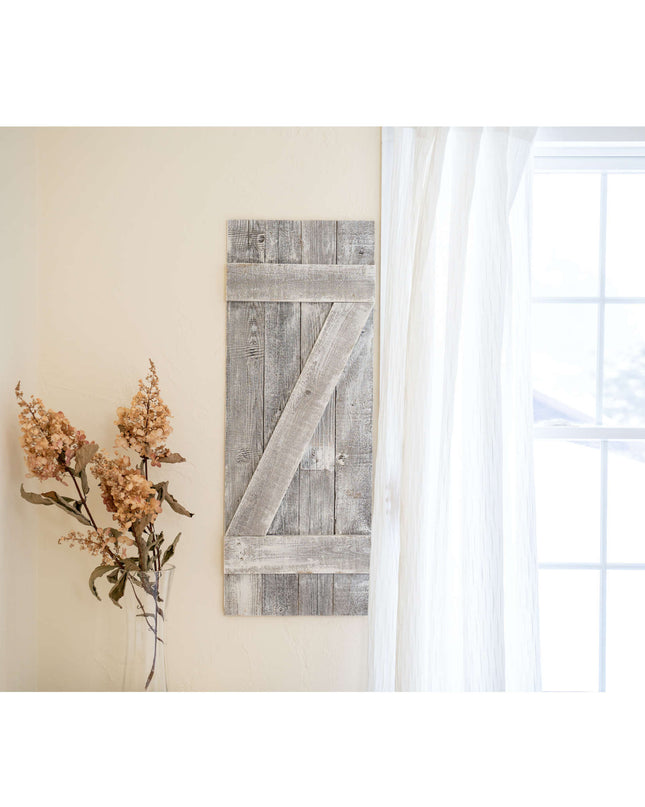 Set Of Two Rustic Weathered Grey Wood Decorative Window Shutters